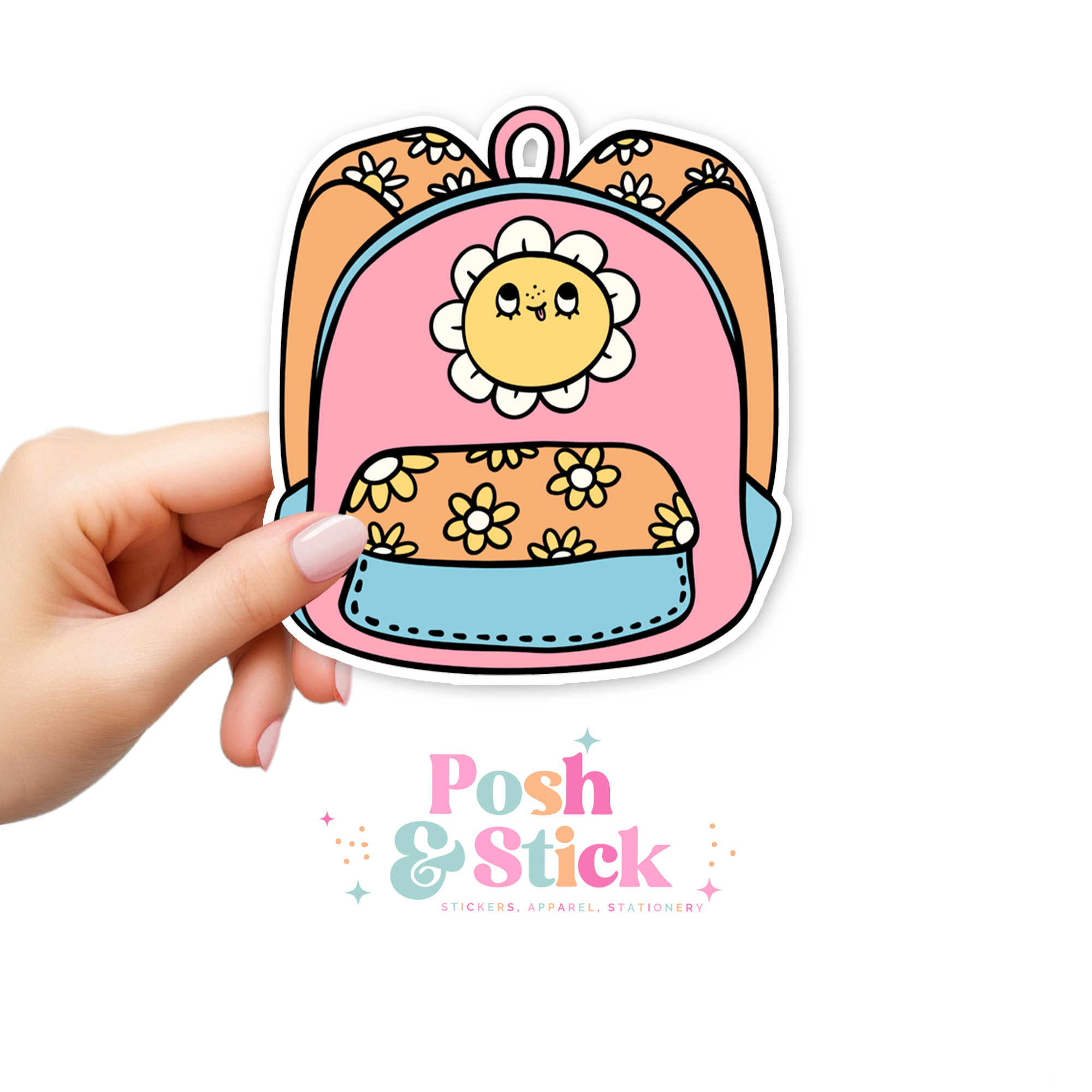 Sticker Rucksack Pink Retro Floral Backpack | School Education Clear Vinyl Stickers | Unique ...