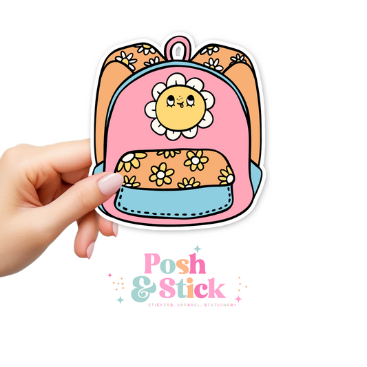 Retro Floral Backpack | School Education Clear Vinyl Stickers | Unique Gifts For Family Friends