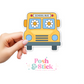 Retro Floral School Bus | School Education Clear Vinyl Stickers | Unique Gifts For Family Friends