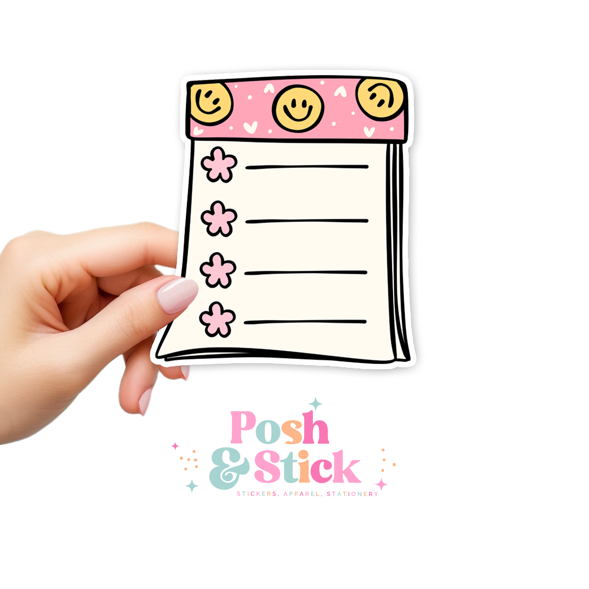 Retro Smiley Notepad | School Education Clear Vinyl Stickers | Unique ...