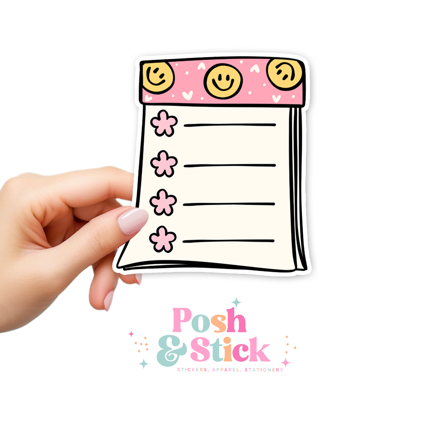 Retro Smiley Notepad | School Education Clear Vinyl Stickers | Unique Gifts For Family Friends