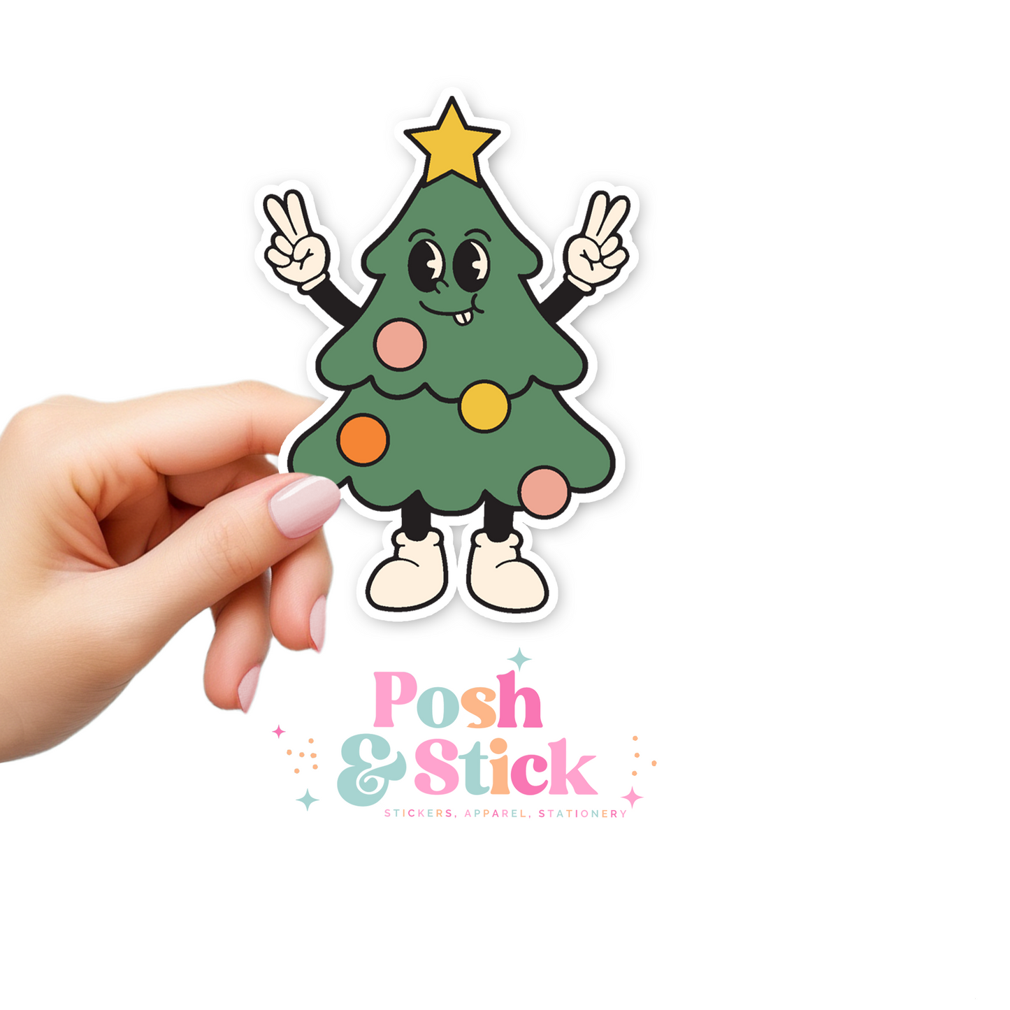 Retro Holiday Tree | Tis' The Season Clear Vinyl Stickers | Unique Gifts For Family Friends