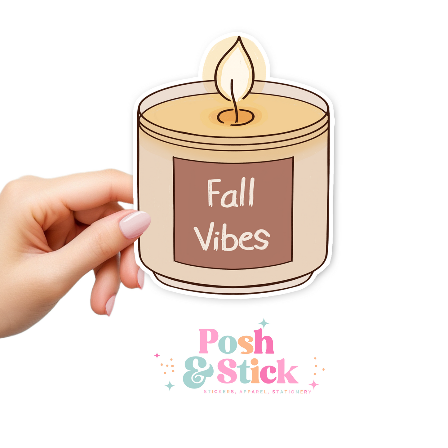 Fall Vibes Candle | Falling For You Clear Vinyl Stickers | Unique Gifts For Family Friends