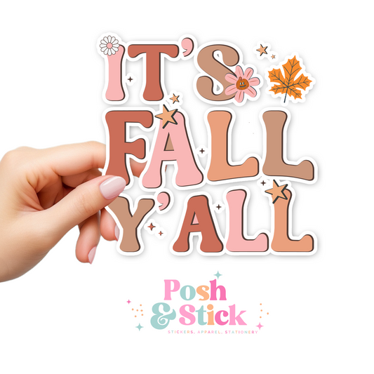 It's Fall Y'all | Falling For You Clear Vinyl Stickers | Unique Gifts For Family Friends