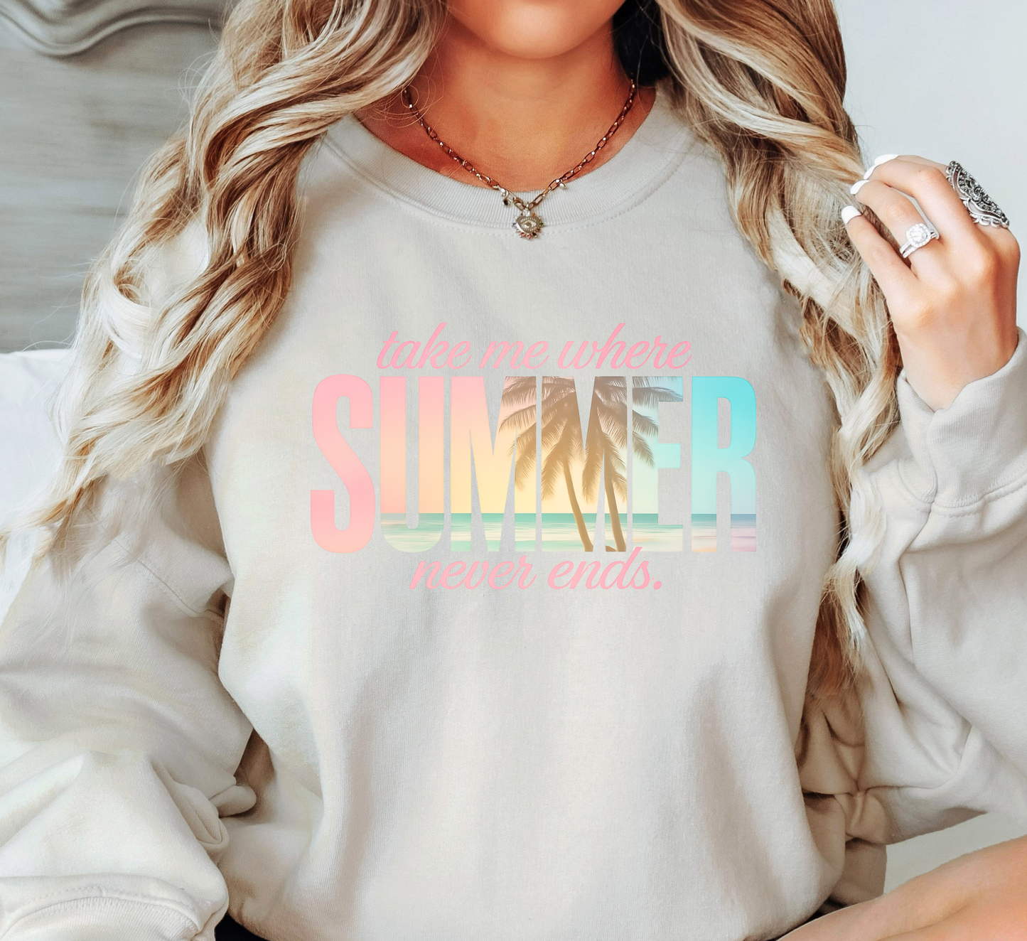 Summer Never Ends Sweatshirt | Beach Breeze Collection | Unique Gifts for Family Friends
