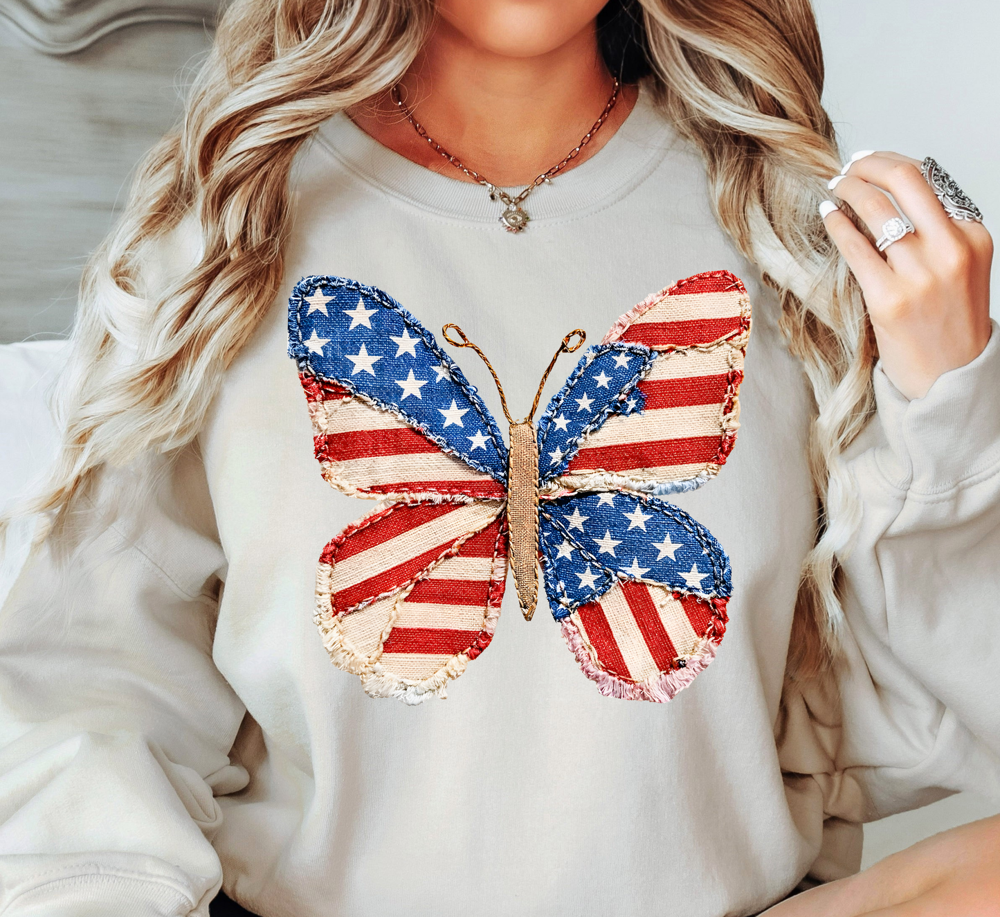 USA Butterfly Sweatshirt | Stars and Stripes Collection | Unique Gifts for Family and Friends