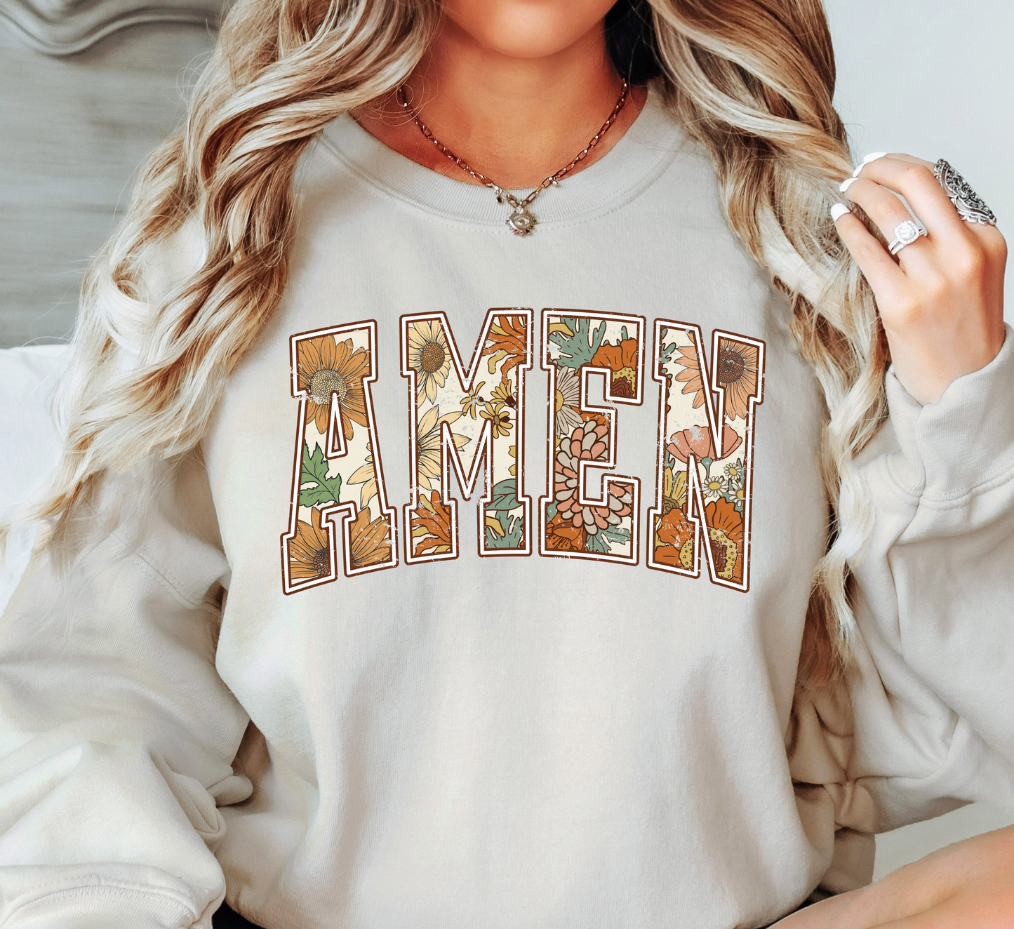 Floral Amen Sweatshirt | Walk By Faith Collection | Unique Gifts for Family and Friends