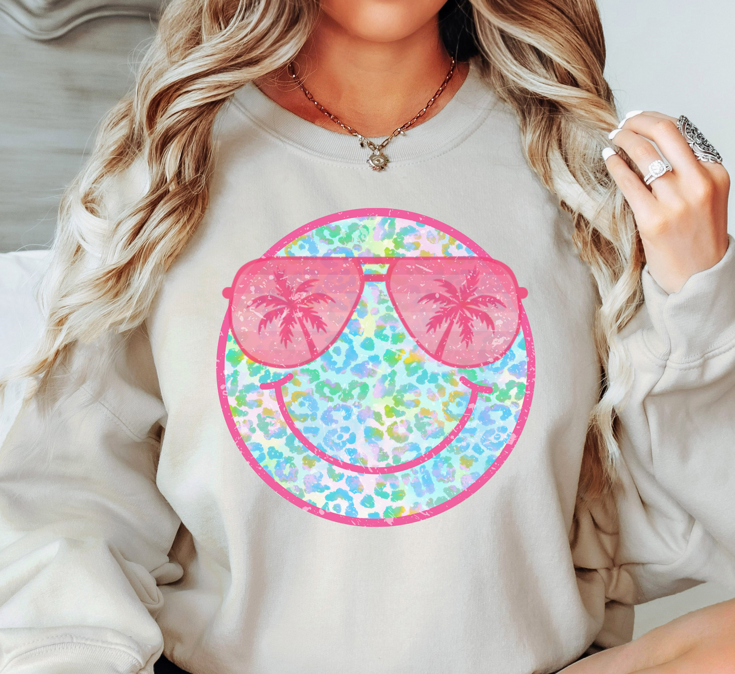 Leopard Beach Smiley Sweatshirt | Beach Breeze Collection | Unique Gifts for Family Friends