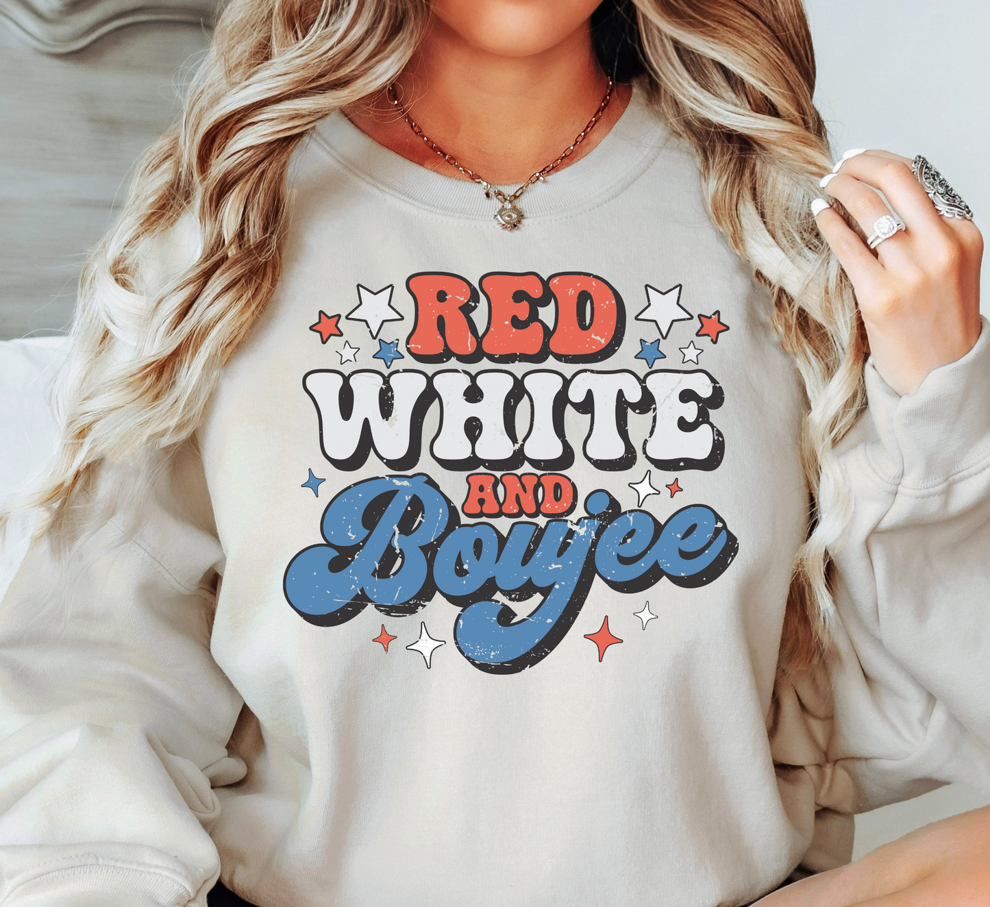 Red White and Boujee Sweatshirt | Stars and Stripes Collection | Unique Gifts for Family and Friends
