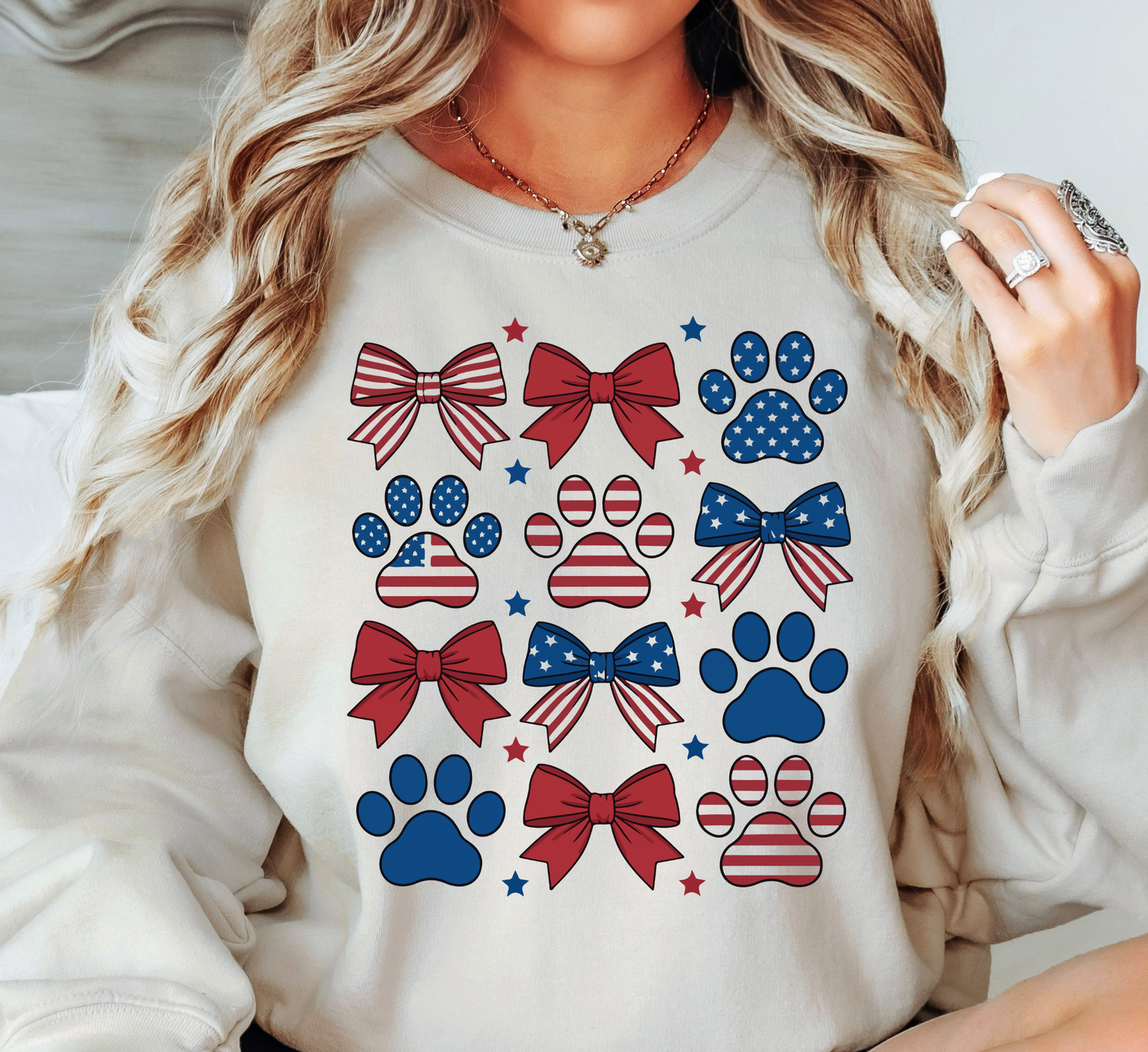 USA Paw Prints Sweatshirt | Pawsitive Vibes Collection | Unique Gifts for Family and Friends