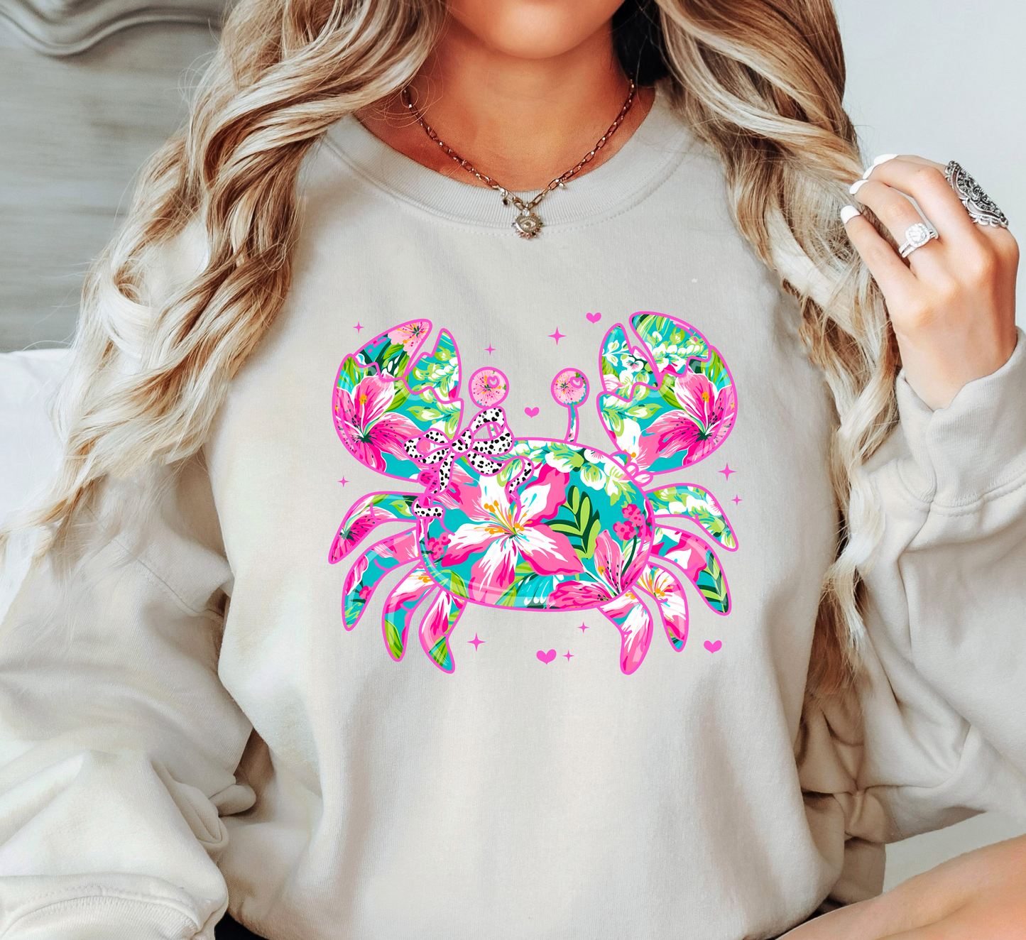 Floral Tropical Crab Sweatshirt | Beach Breeze Collection | Unique Gifts for Family Friends