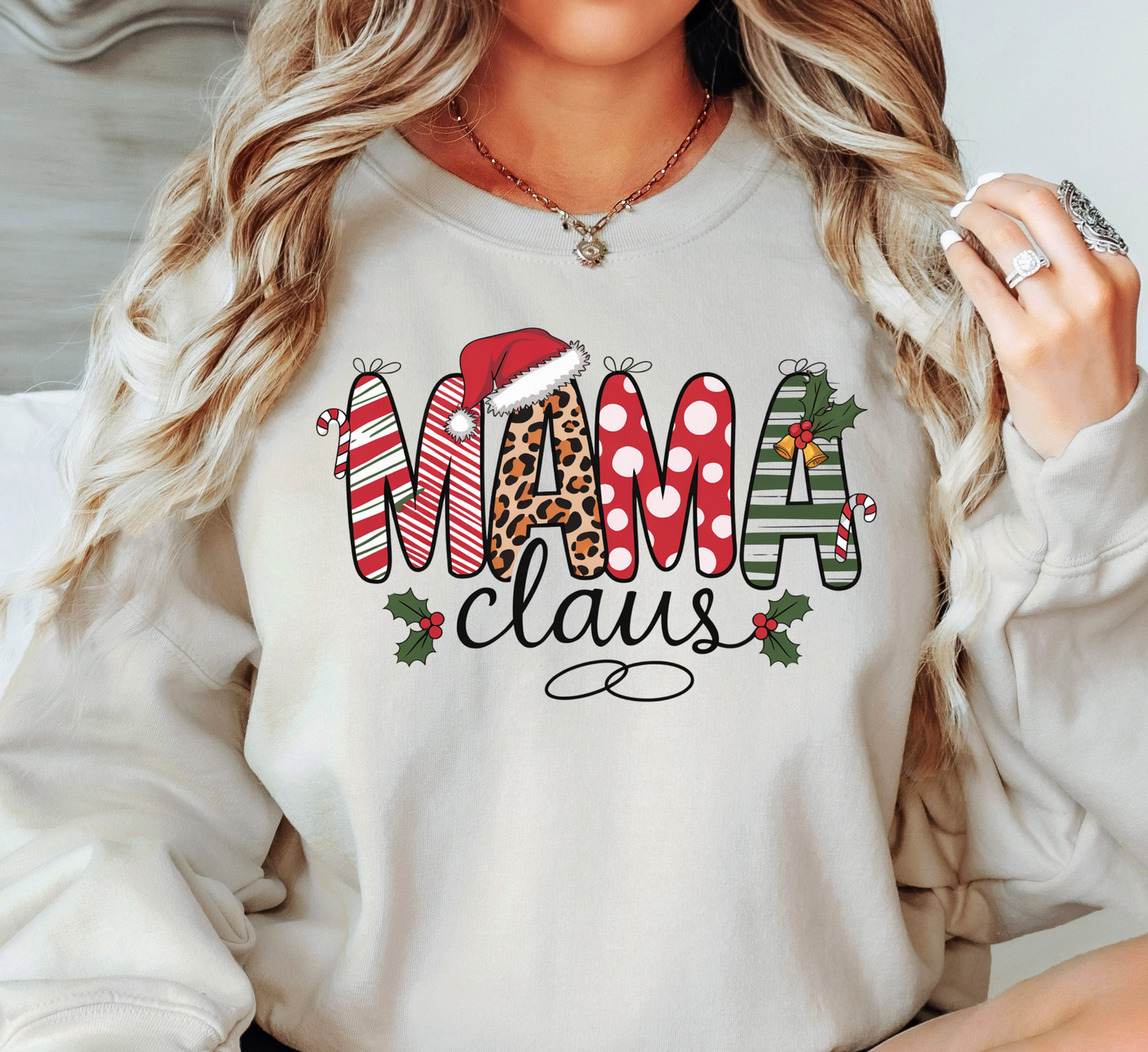Mama Claus Sweatshirt | Mama Mode Activated Collection | Unique Gifts for Family Friends