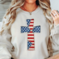 Patriotic Cross Sweatshirt | Stars and Stripes Collection | Unique Gifts for Family and Friends