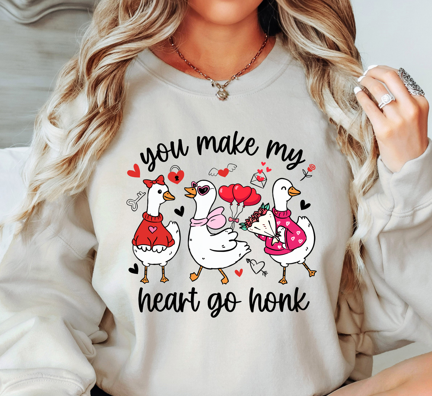 Goose Heart Go Honk Sweatshirt | XoXo Love Collection | Unique Gifts for Family Friends