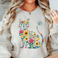 Floral Cat Outline Sweatshirt | Pawsitive Vibes Collection | Unique Gifts for Family and Friends