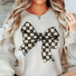 Checkered Bow Sweatshirt | Groovy Vibes Collection | Unique Gifts for Family and Friends