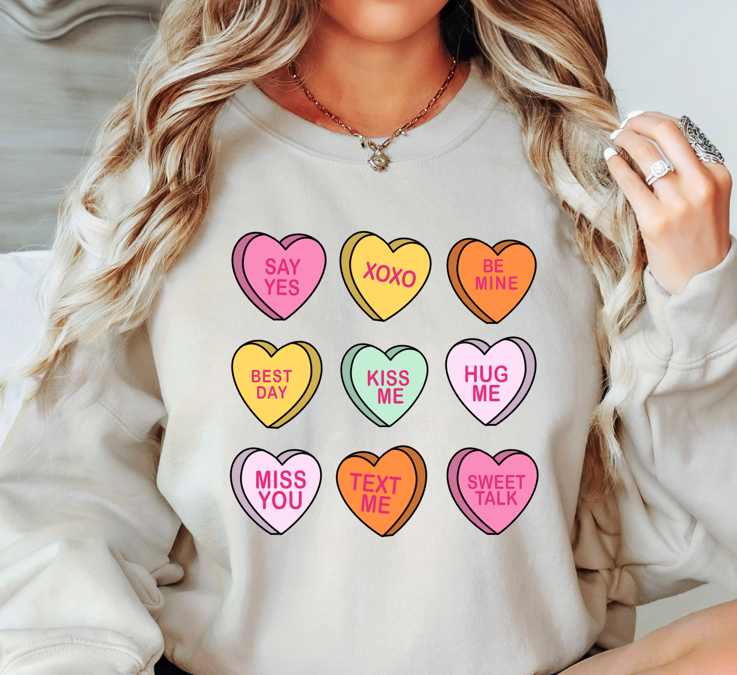 Conversation Candy Hearts Sweatshirt | XoXo Love Collection | Unique Gifts for Family Friends