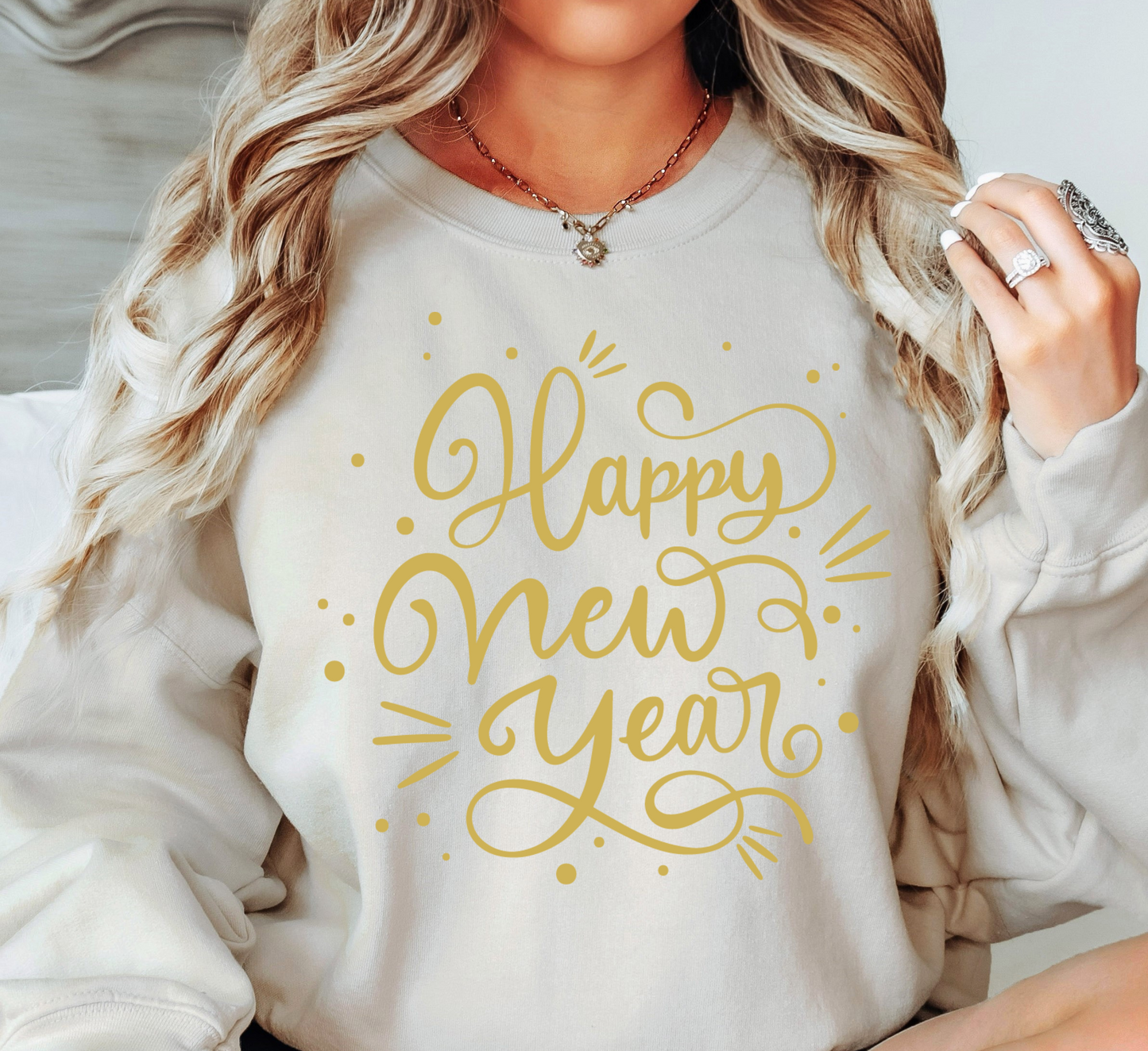 Happy New Year Gold Sweatshirt | New Year Magic Collection | Unique Gifts for Family Friends