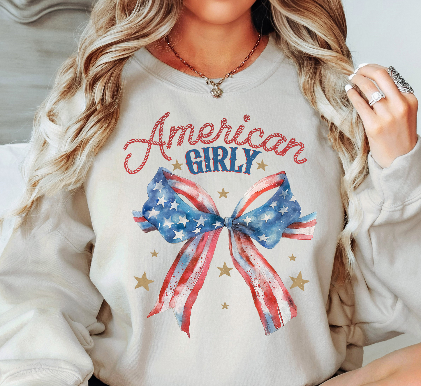 American Girly Sweatshirt | Stars and Stripes Collection | Unique Gifts for Family