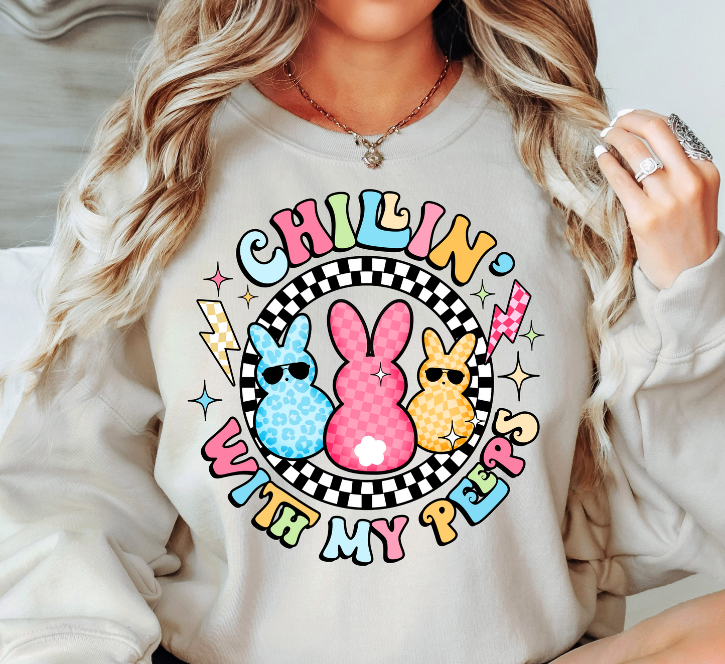 Chillin With My Peeps Sweatshirt | Hoppin' Into Spring Collection | Unique Gifts for Family Friends