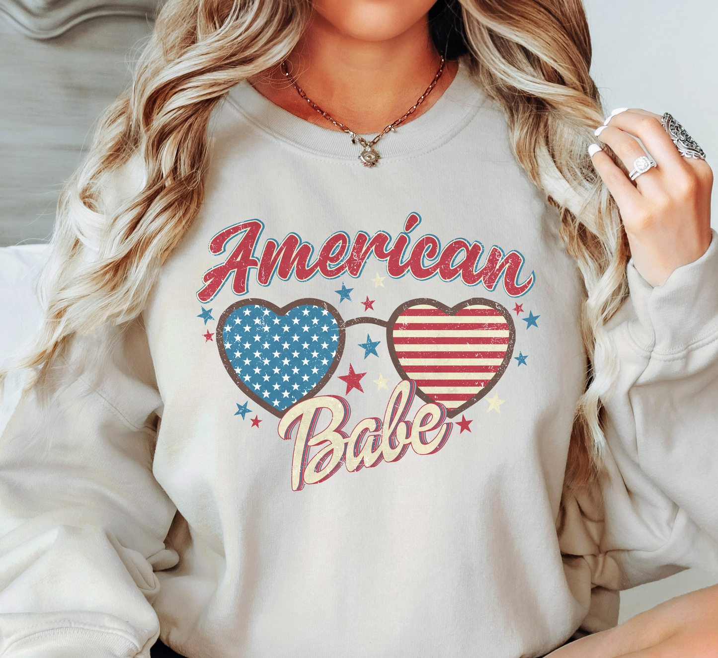 American Babe Sweatshirt | Stars and Stripes Collection | Unique Gifts for Family and Friends