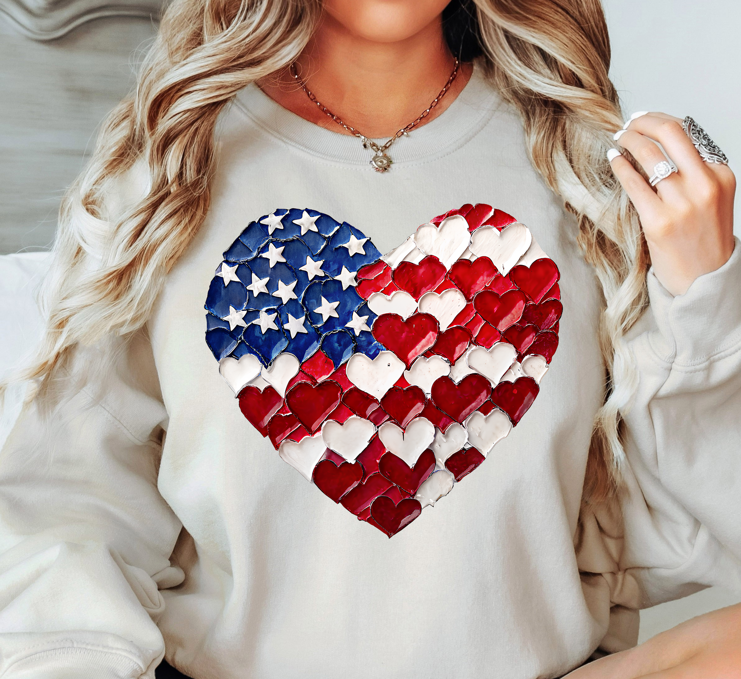 USA Heart Brushstrokes Sweatshirt | Stars and Stripes Collection | Unique Gifts for Family and Friends