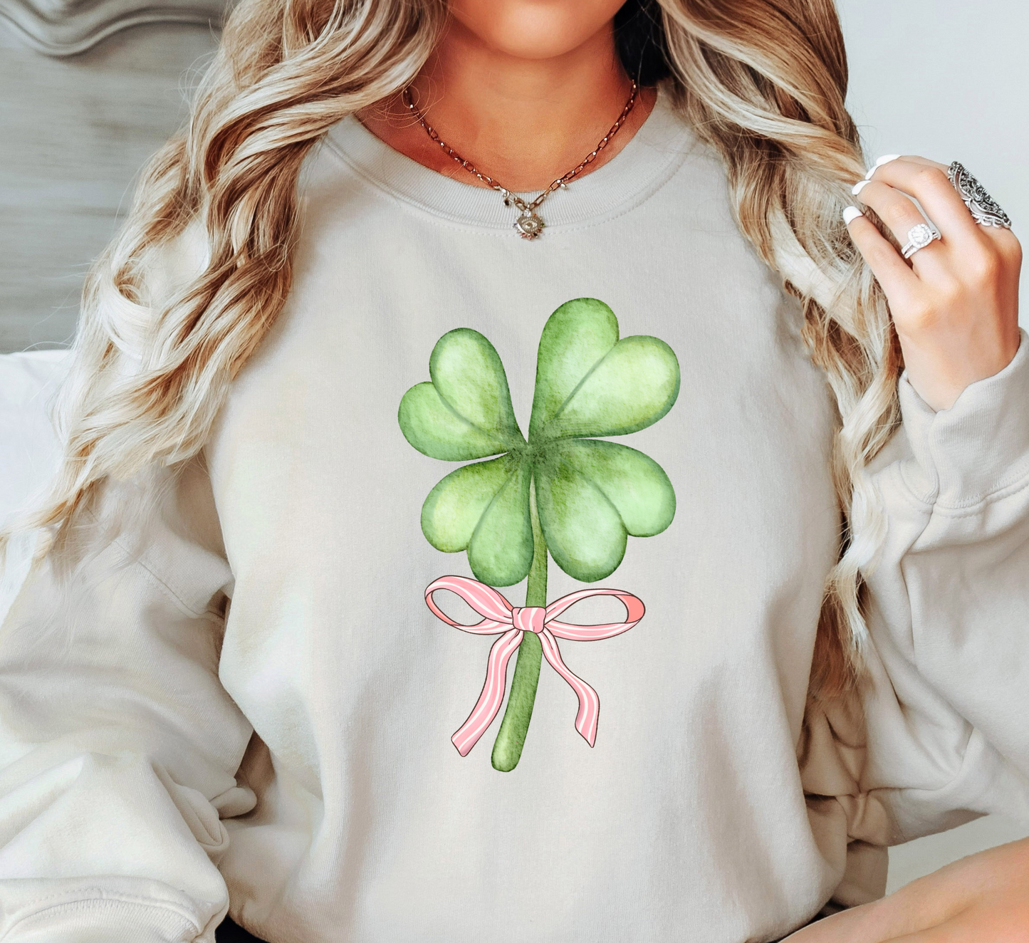 Bow and Shamrock Sweatshirt | Feeling Lucky Collection | Unique Gifts for Family Friends