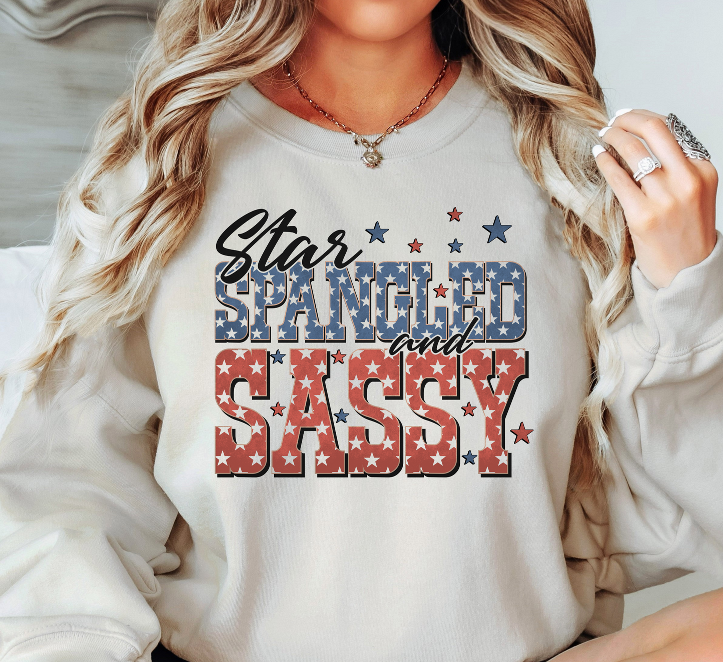 Star Spangled Sassy Sweatshirt | Stars and Stripes Collection | Unique Gifts for Family and Friends