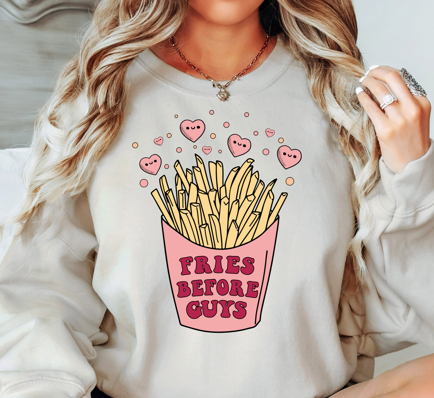 Fries Before Guys Sweatshirt | XoXo Love Collection | Unique Gifts for Family Friends