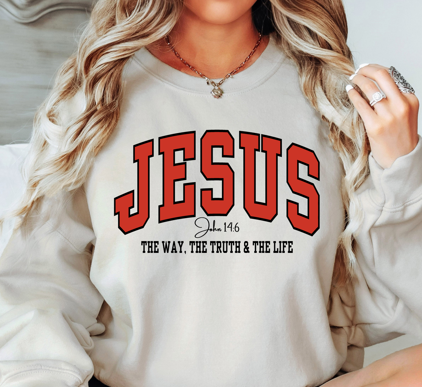 Jesus (John 14:6) Sweatshirt | Walk By Faith Collection | Unique Gifts for Family and Friends