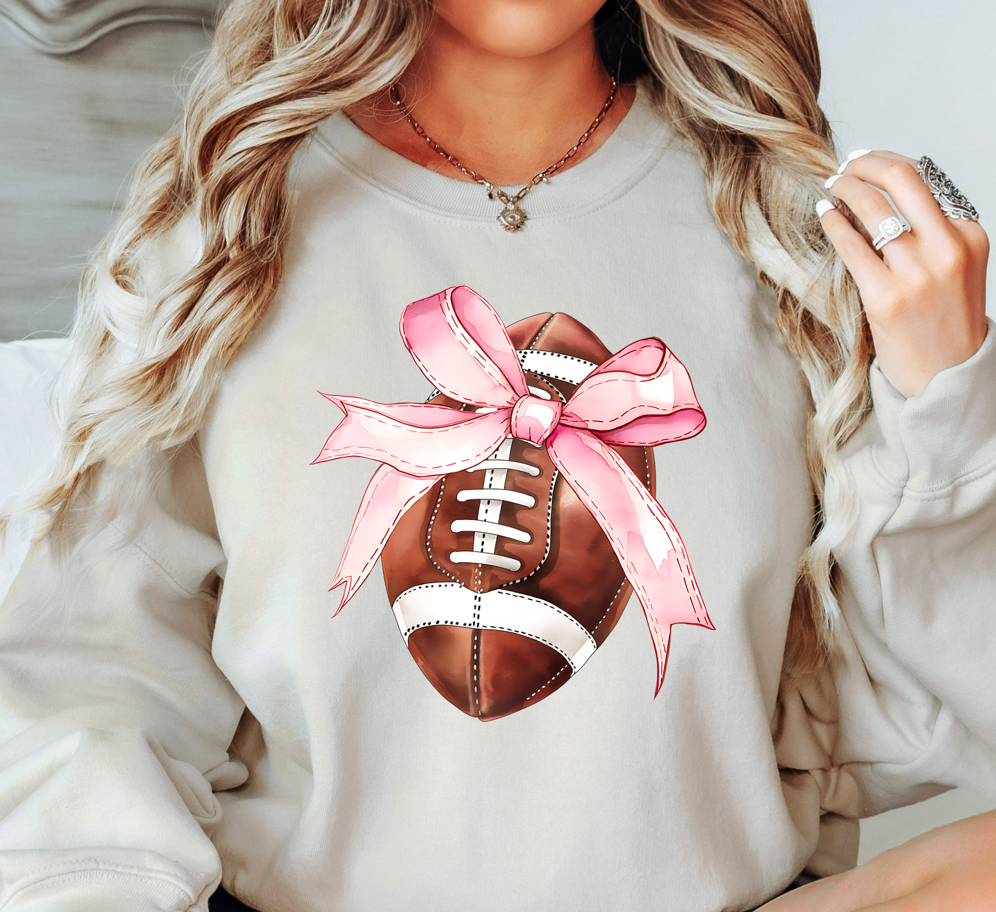 Coquette Football Bow Sweatshirt | Groovy Vibes Collection | Unique Gifts for Family and Friends