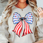 USA Coquette Bow Sweatshirt | Stars and Stripes Collection | Unique Gifts for Family