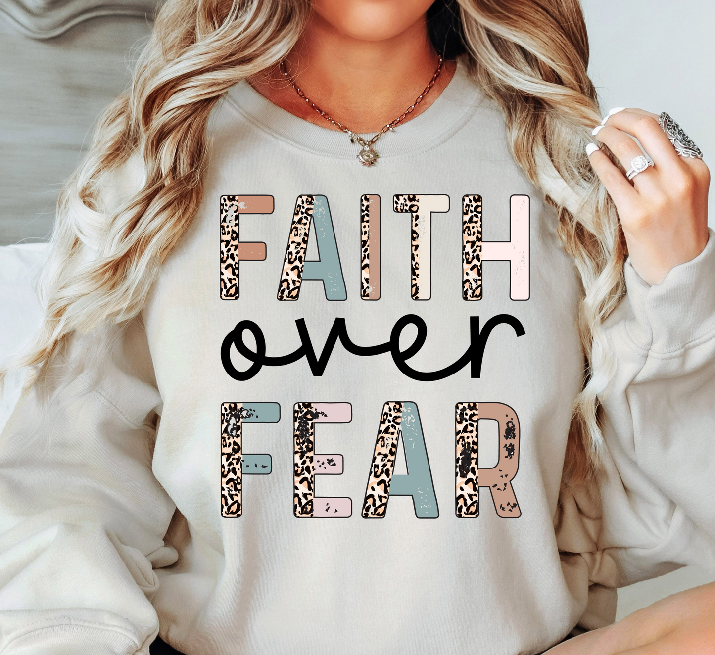 Faith Over Fear Sweatshirt | Walk By Faith Collection | Unique Gifts for Family and Friends