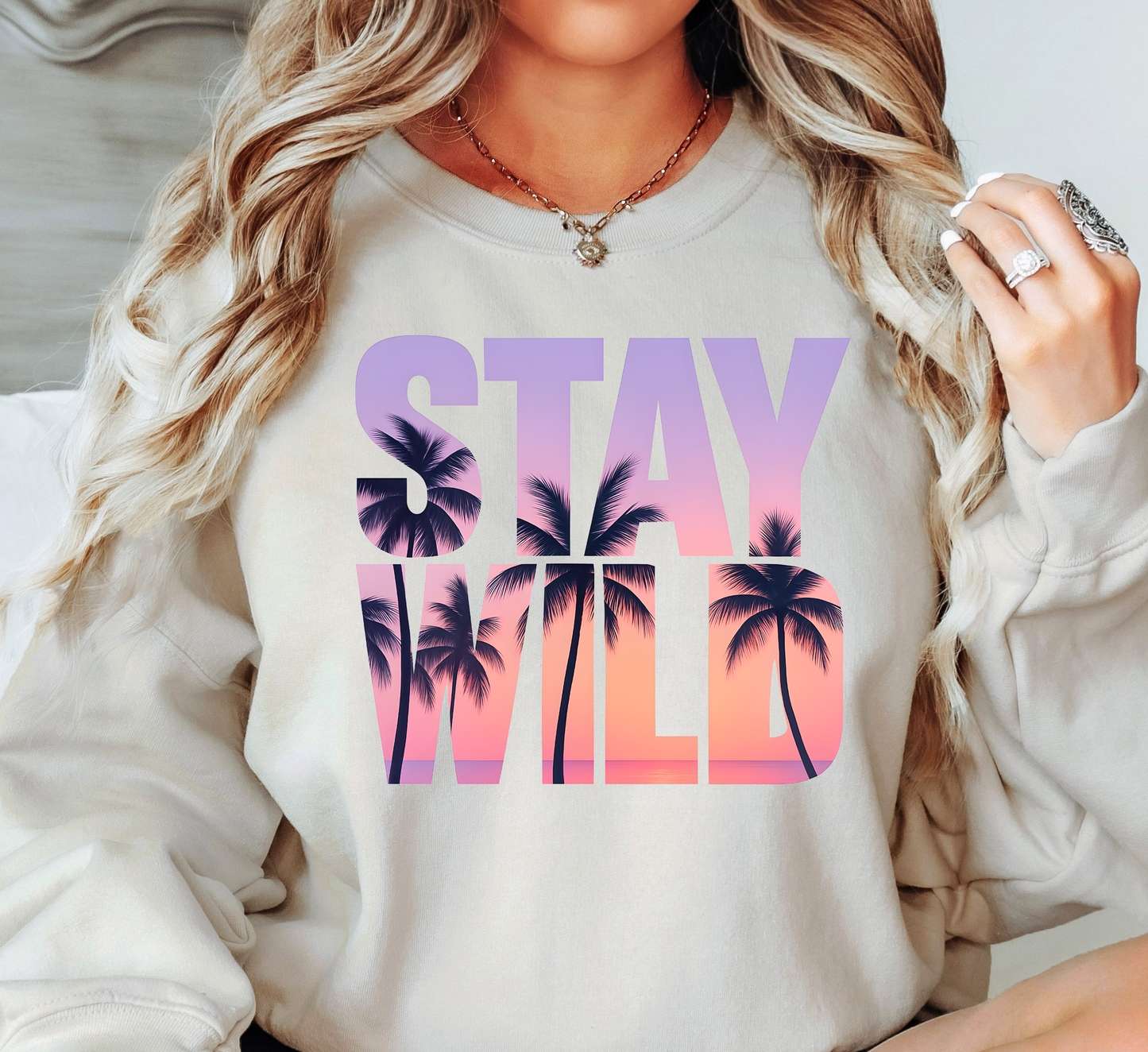 Stay Wild Palm Trees Sweatshirt | Beach Breeze Collection | Unique Gifts for Family Friends