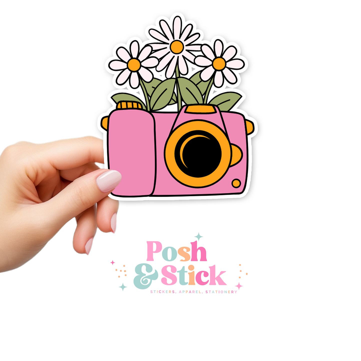 Floral Camera | Spring Fling Clear Vinyl Stickers | Unique Gifts For Family Friends