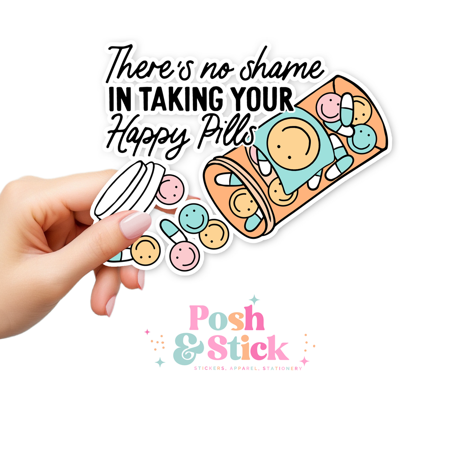 Happy Pills | Glow With Gratitude Clear Vinyl Stickers | Unique Gifts For Family Friends