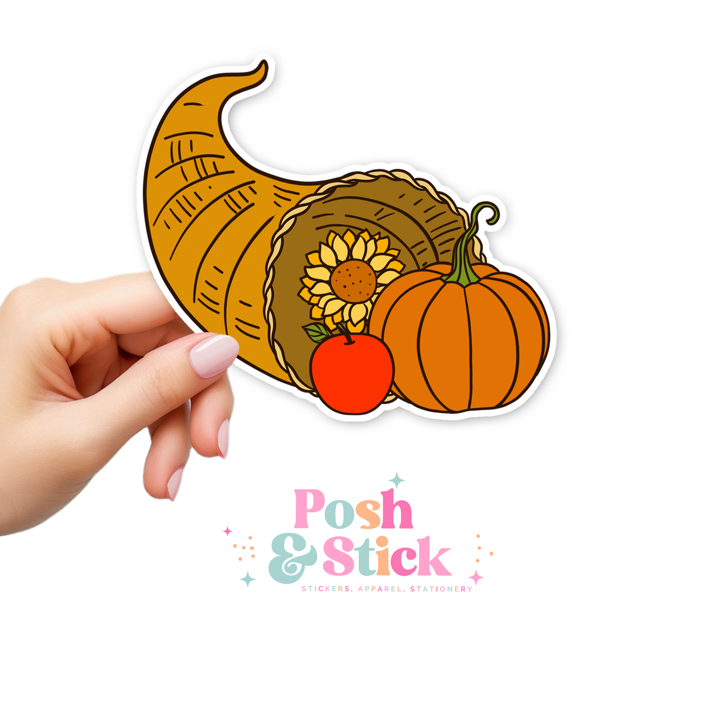 Cornucopia | Harvest Joy Clear Vinyl Stickers | Unique Gifts For Family Friends