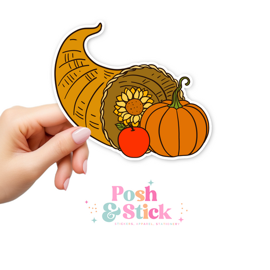 Cornucopia | Harvest Joy Clear Vinyl Stickers | Unique Gifts For Family Friends