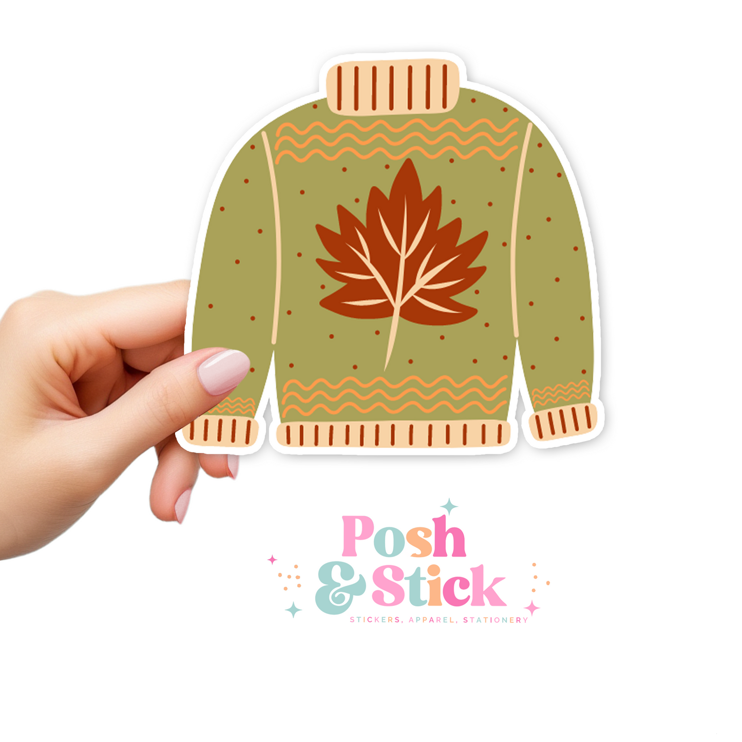 Leaf Turtleneck | Harvest Joy Clear Vinyl Stickers | Unique Gifts For Family Friends