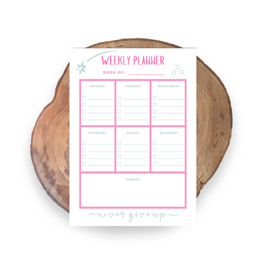 Pink Weekly Planner | Stationery - 5x7 Notepads | Unique Gifts For Family Friends