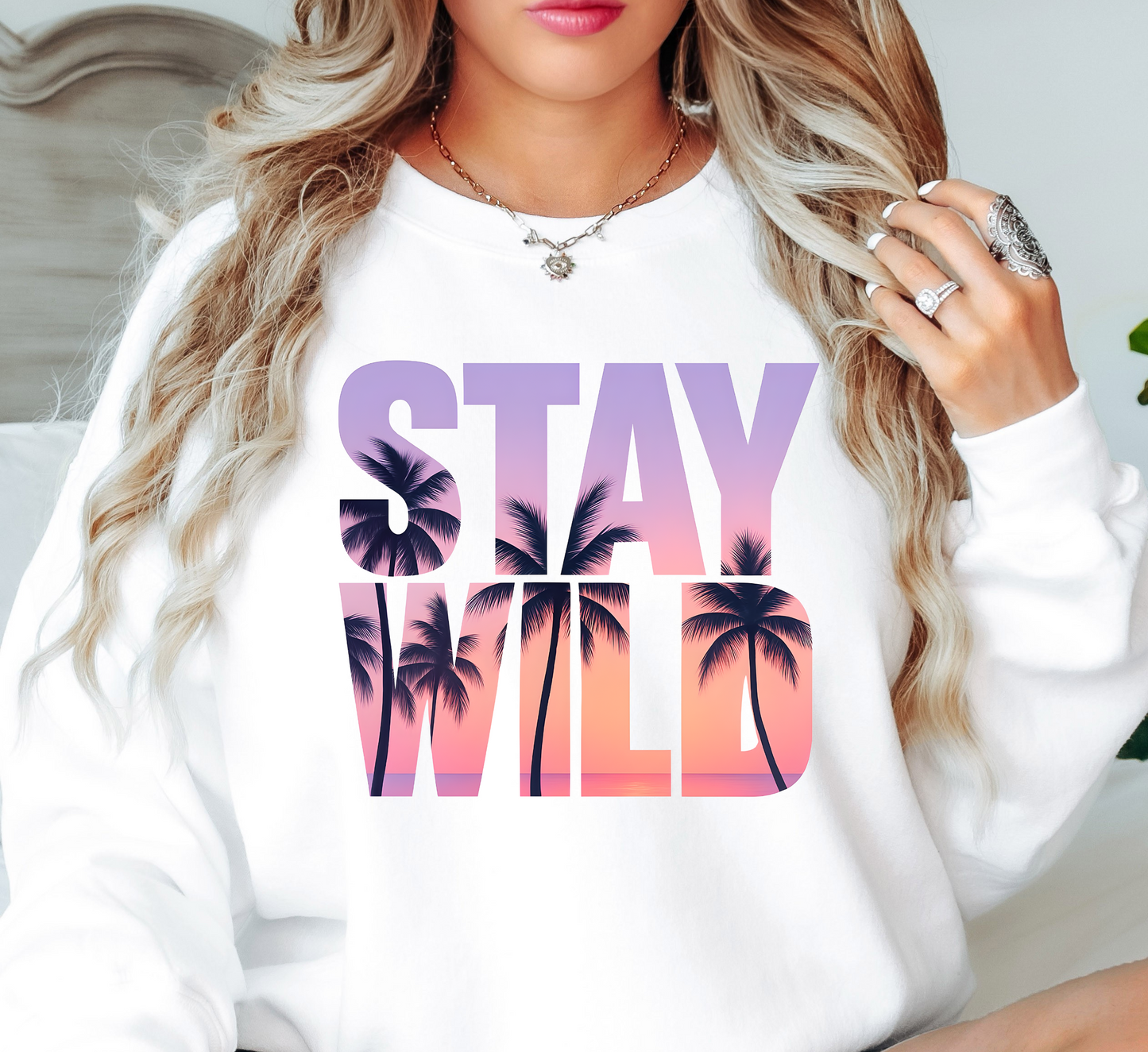 Stay Wild Palm Trees Sweatshirt | Beach Breeze Collection | Unique Gifts for Family Friends