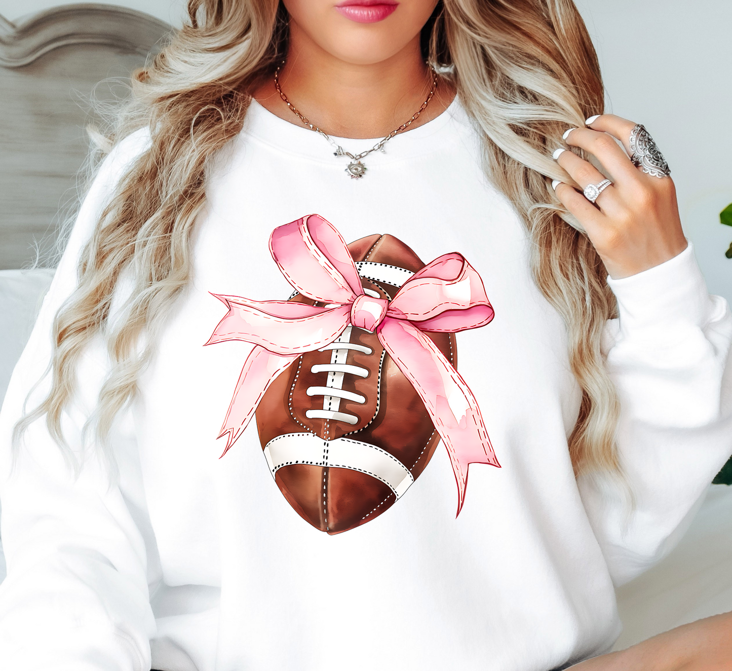 Coquette Football Bow Sweatshirt | Groovy Vibes Collection | Unique Gifts for Family and Friends