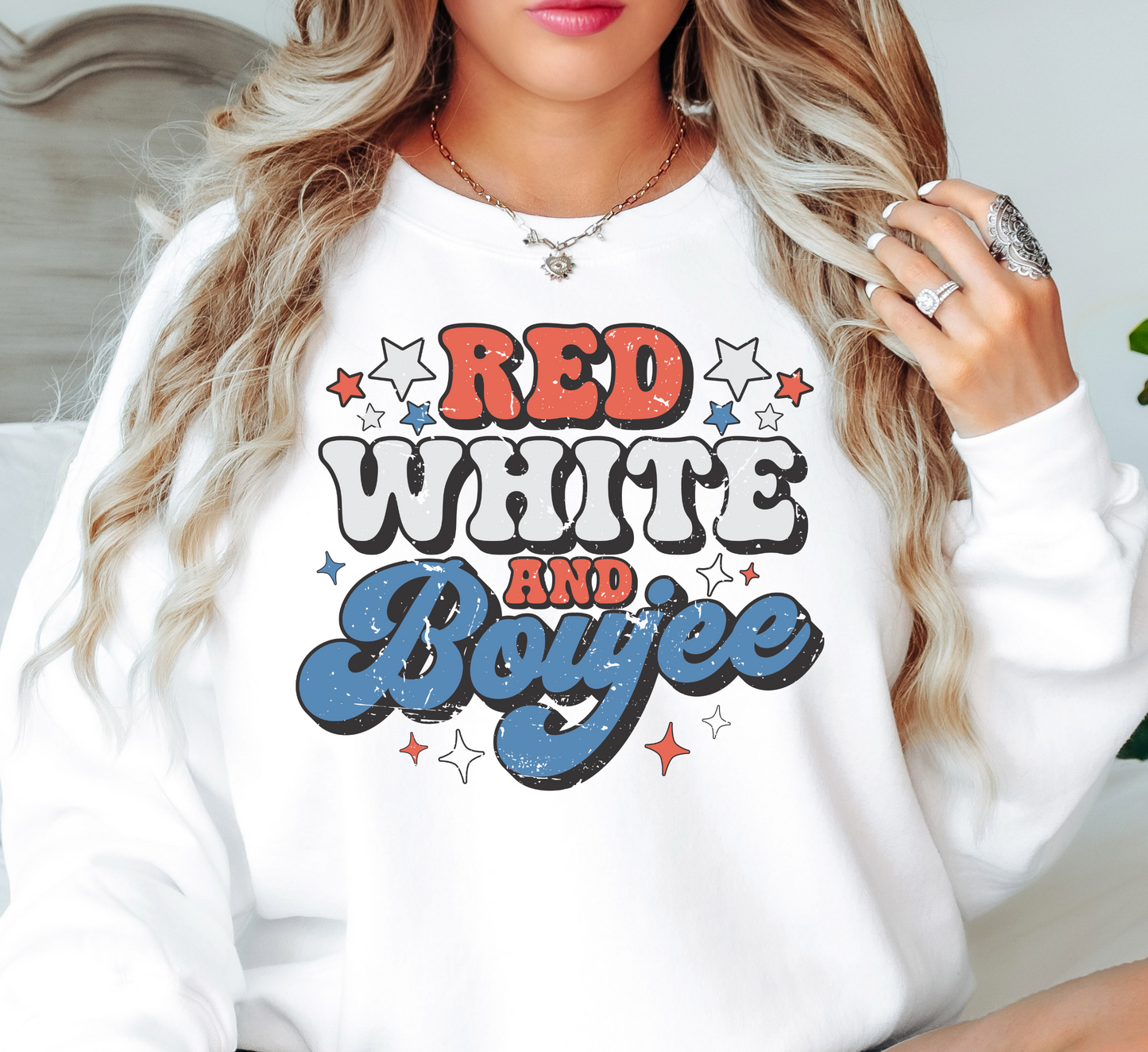 Red White and Boujee Sweatshirt | Stars and Stripes Collection | Unique Gifts for Family and Friends