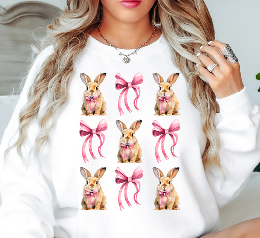 Coquette Bow and Bunnies Sweatshirt | Hoppin' Into Spring Collection | Unique Gifts for Family Friends