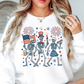 Patriotic Skeletons Sweatshirt | Stars and Stripes Collection | Unique Gifts for Family and Friends