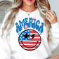 Retro America Smiley Face Sweatshirt | Stars and Stripes Collection | Unique Gifts for Family Friends