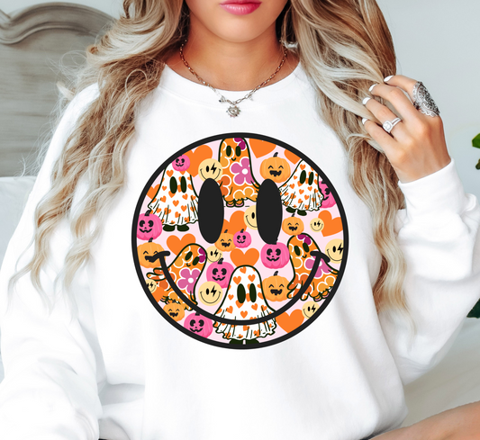 Cutie Ghost Smiley Sweatshirt | Boo-tiful Vibes Collection | Unique Gifts for Family Friends