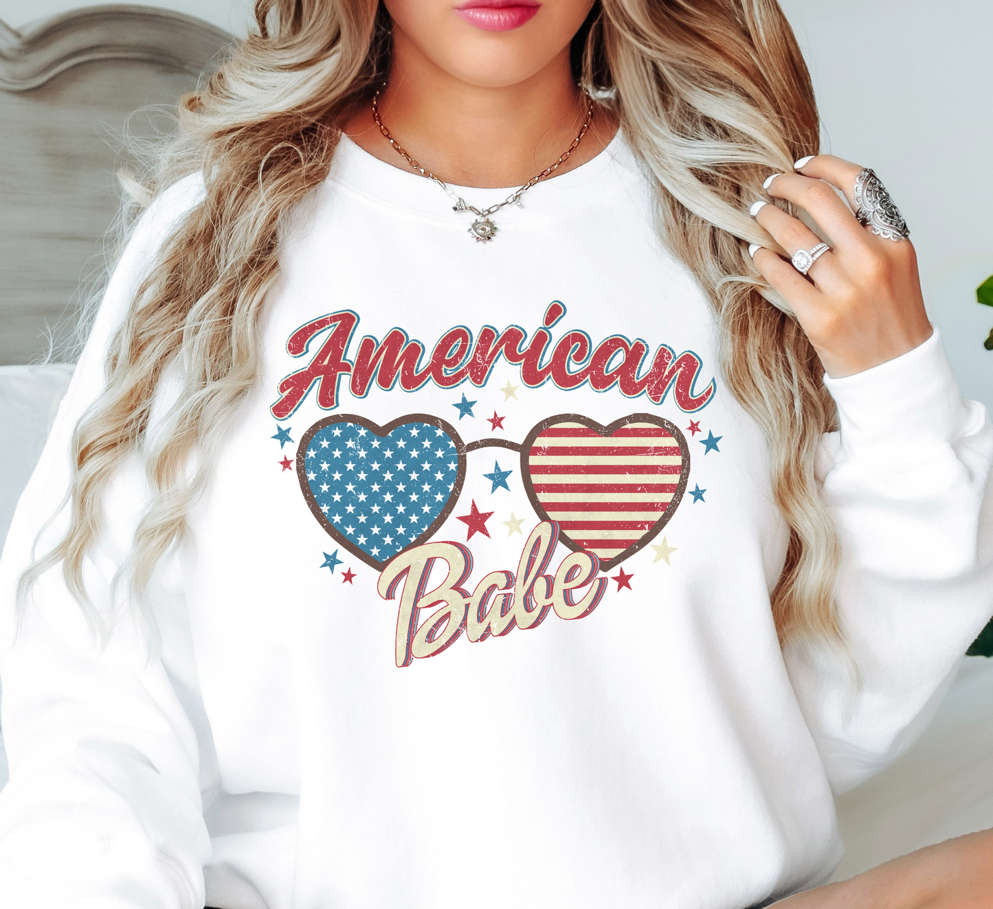 American Babe Sweatshirt | Stars and Stripes Collection | Unique Gifts for Family and Friends