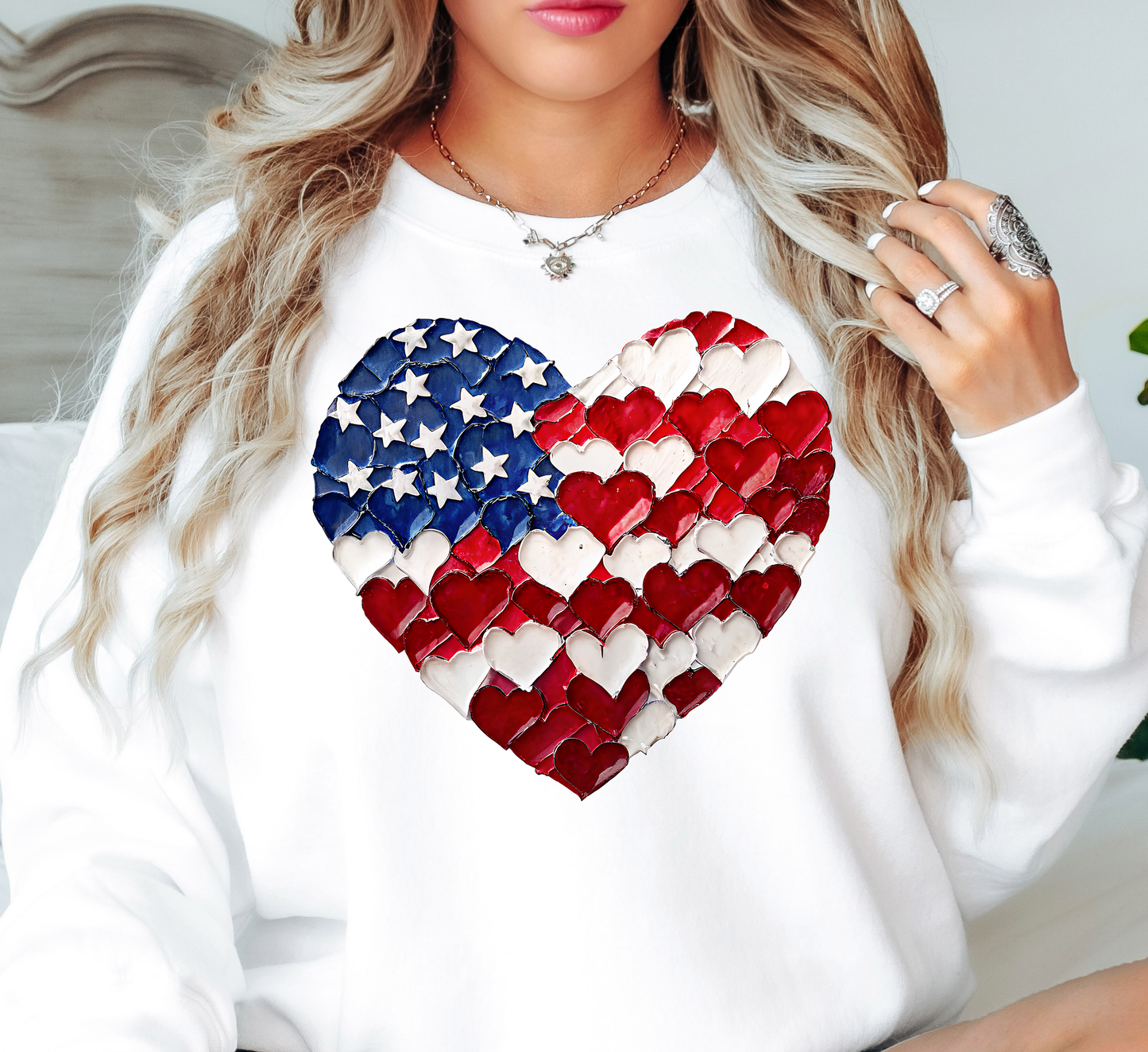 USA Heart Brushstrokes Sweatshirt | Stars and Stripes Collection | Unique Gifts for Family and Friends