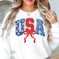 Preppy USA Floral Bow Sweatshirt | Stars and Stripes Collection | Unique Gifts for Family and Friends